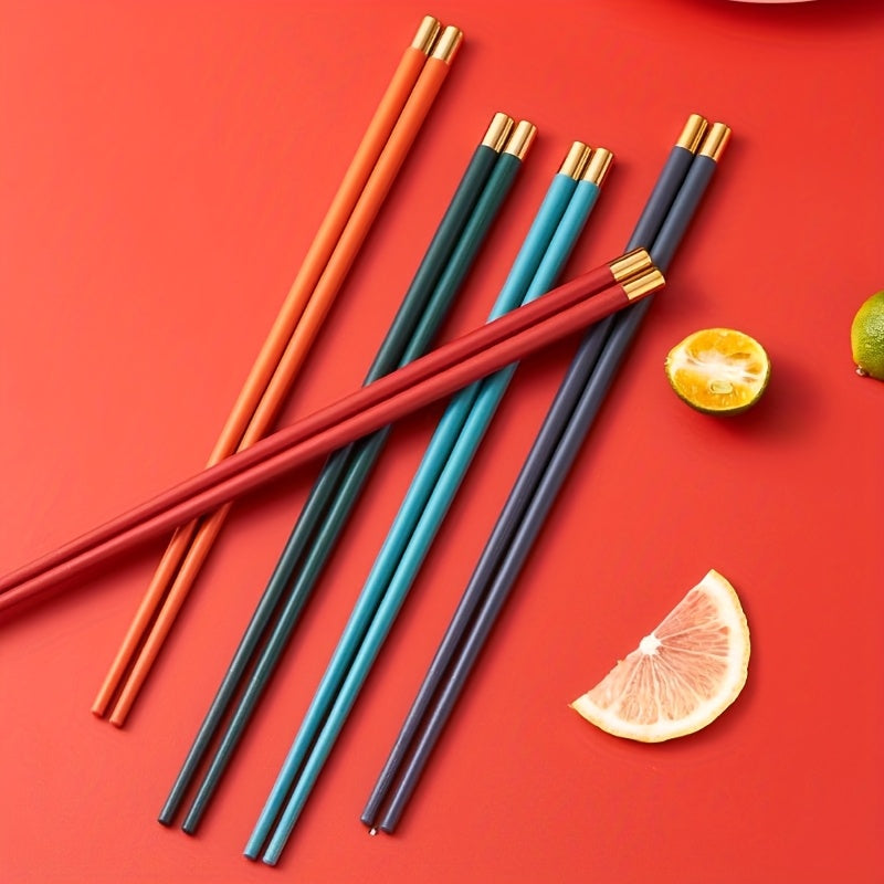 5 Pairs of 24 Cm \u002F 9.45 Inches Dome-Shaped Golden Chopsticks, Reusable, Suitable for Individual Use, Promoting Healthy Dining. Ideal for Both Home And Restaurant Use.
