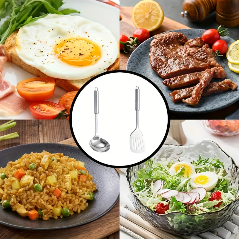 YUHUPHYLLIC Stainless steel kitchen utensils, multi-purpose cooking tools, including soup spoons and spatulas, suitable for home, restaurants, restaurants, home cooks essential cooking tools