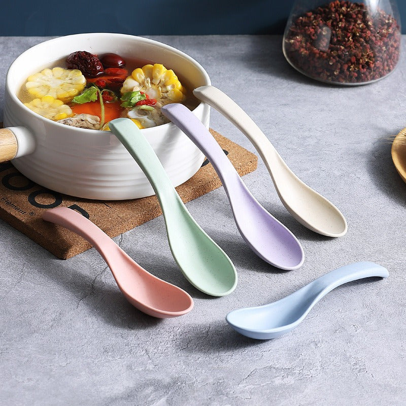4pcs, Colored spoon Household small plastic spoon with high appearance level wheat straw