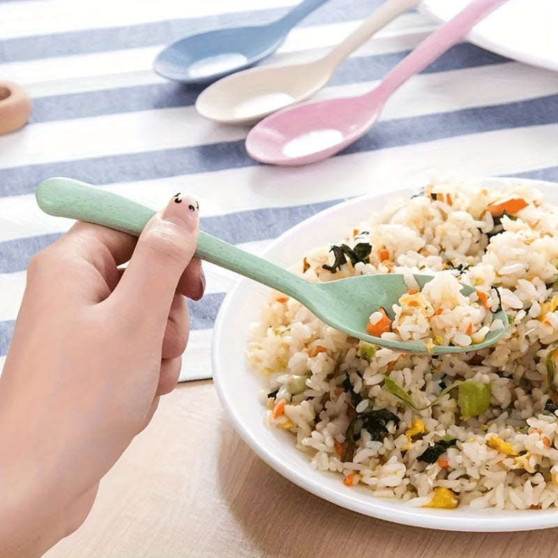 8pcs Long Handle Wheat Straw Spoon - Perfect for Kitchen Cooking and Soup Supplies, Valentine's Day Gifts