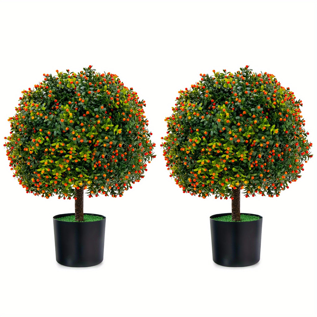 Ensemble de deux arbres artificiels en boule de buis de 22\