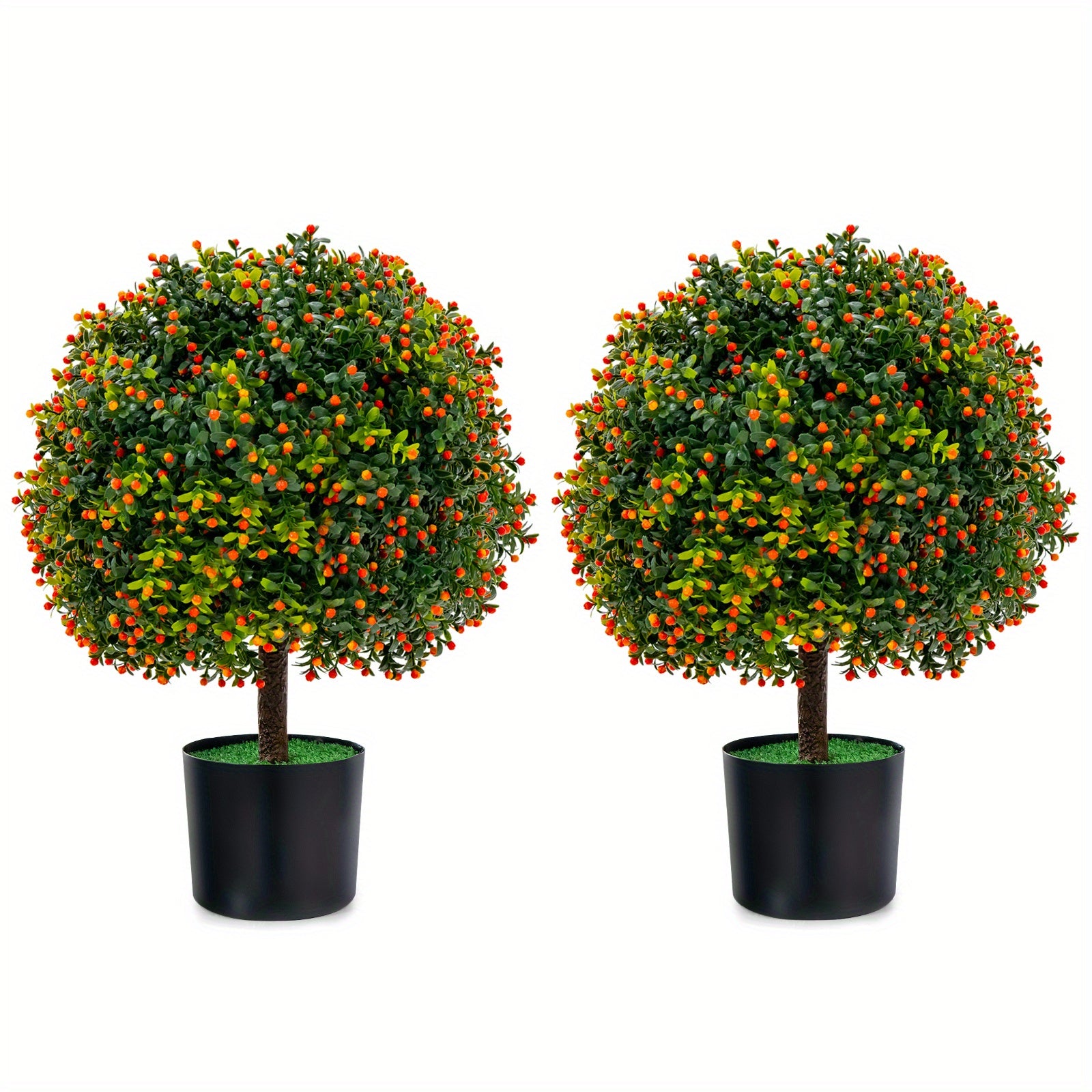 Ensemble de deux arbres artificiels en boule de buis de 22\