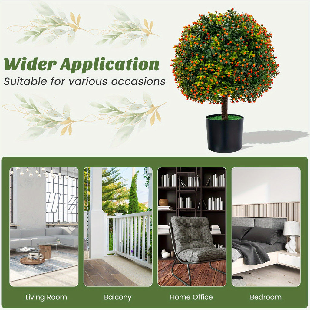 Ensemble de deux arbres artificiels en boule de buis de 22\