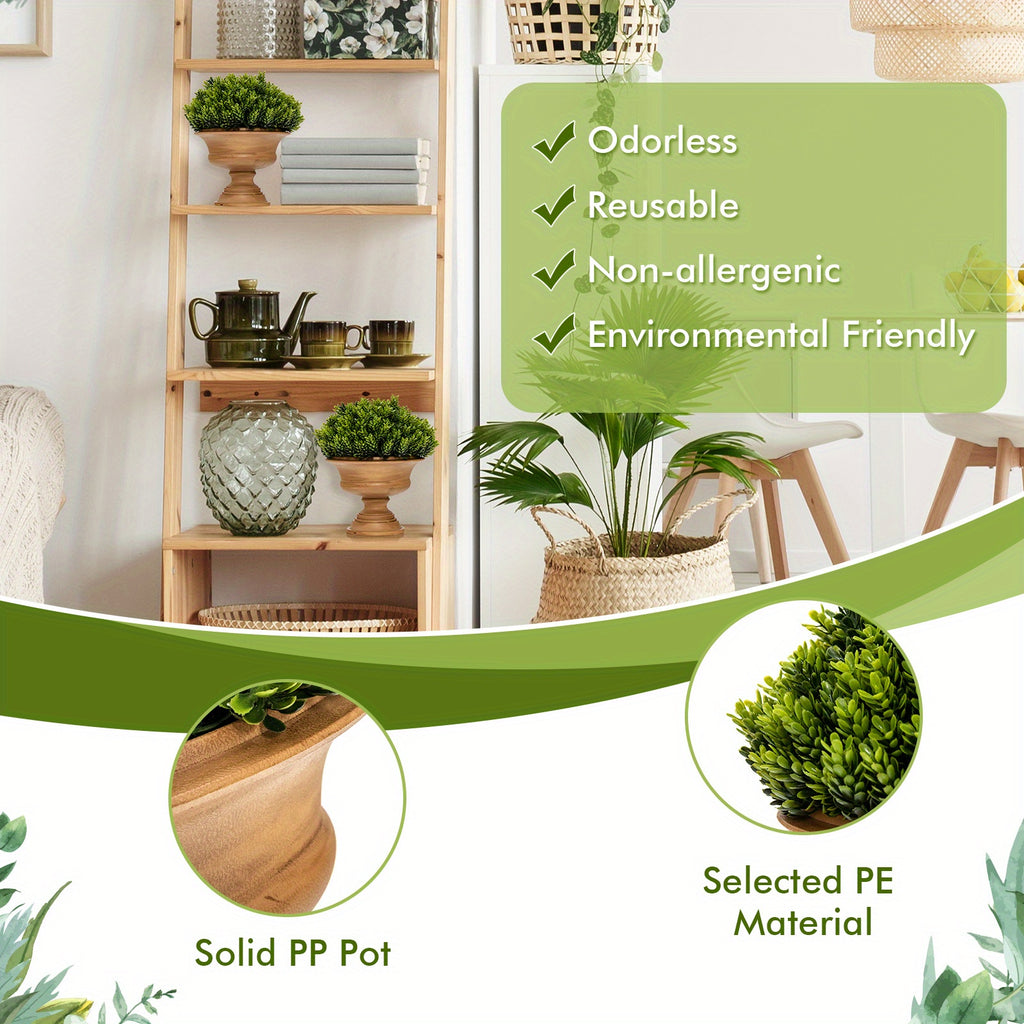 Lifezeal Lot de 4 plantes artificielles en pot - Mini plantes vertes décoratives pour l'intérieur