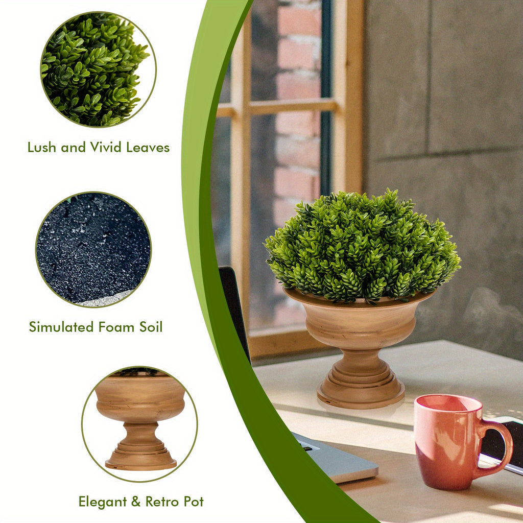 Lifezeal Lot de 4 plantes artificielles en pot - Mini plantes vertes décoratives pour l'intérieur