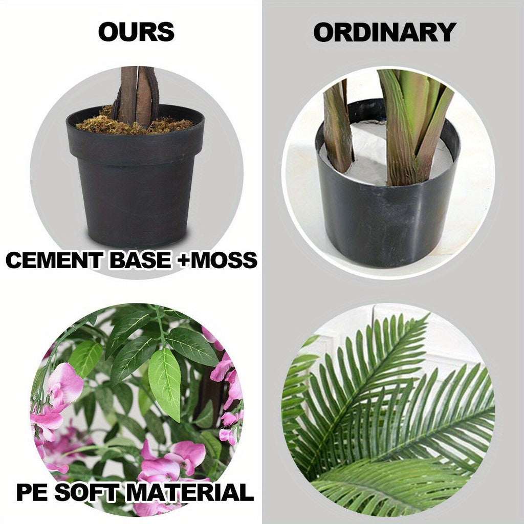 6 pieds Arbre artificiel de glycine en soie Fleur rose Décoration intérieure-Patio Maison