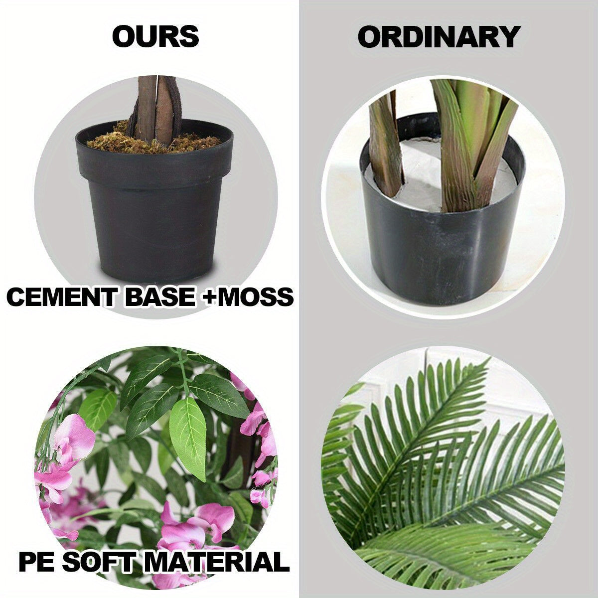 6 pieds Arbre artificiel de glycine en soie Fleur rose Décoration intérieure-Patio Maison