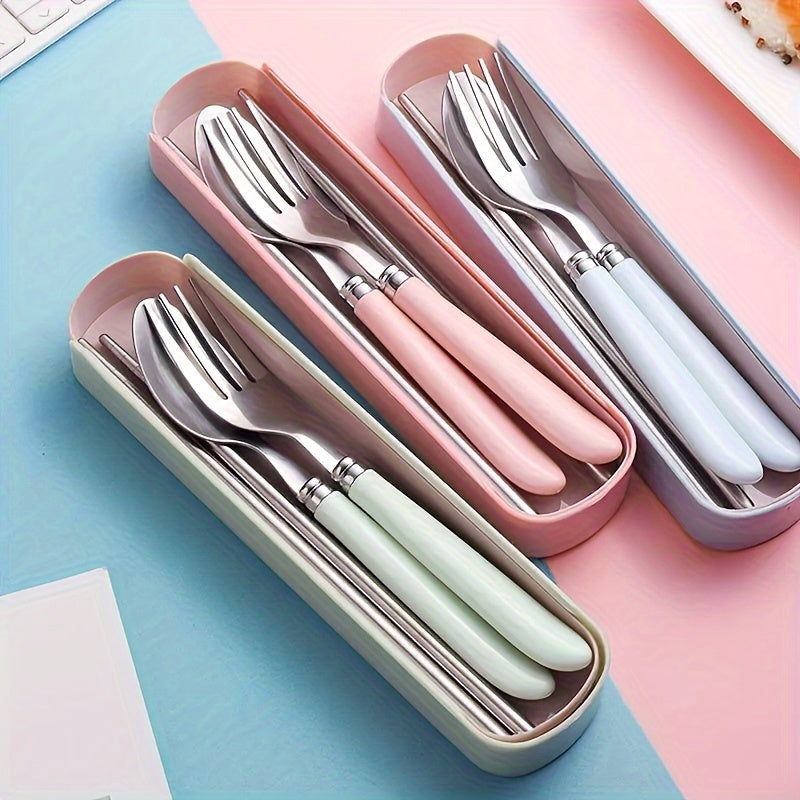 Polished Stainless Steel Portable Cutlery Set with Storage Box - Ideal for Picnics, Camping, and Daily Use of Camping Cookware