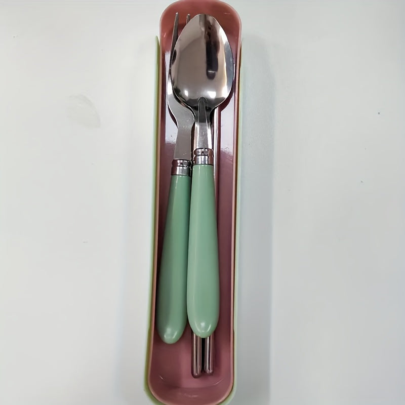 Polished Stainless Steel Portable Cutlery Set with Storage Box - Ideal for Picnics, Camping, and Daily Use of Camping Cookware