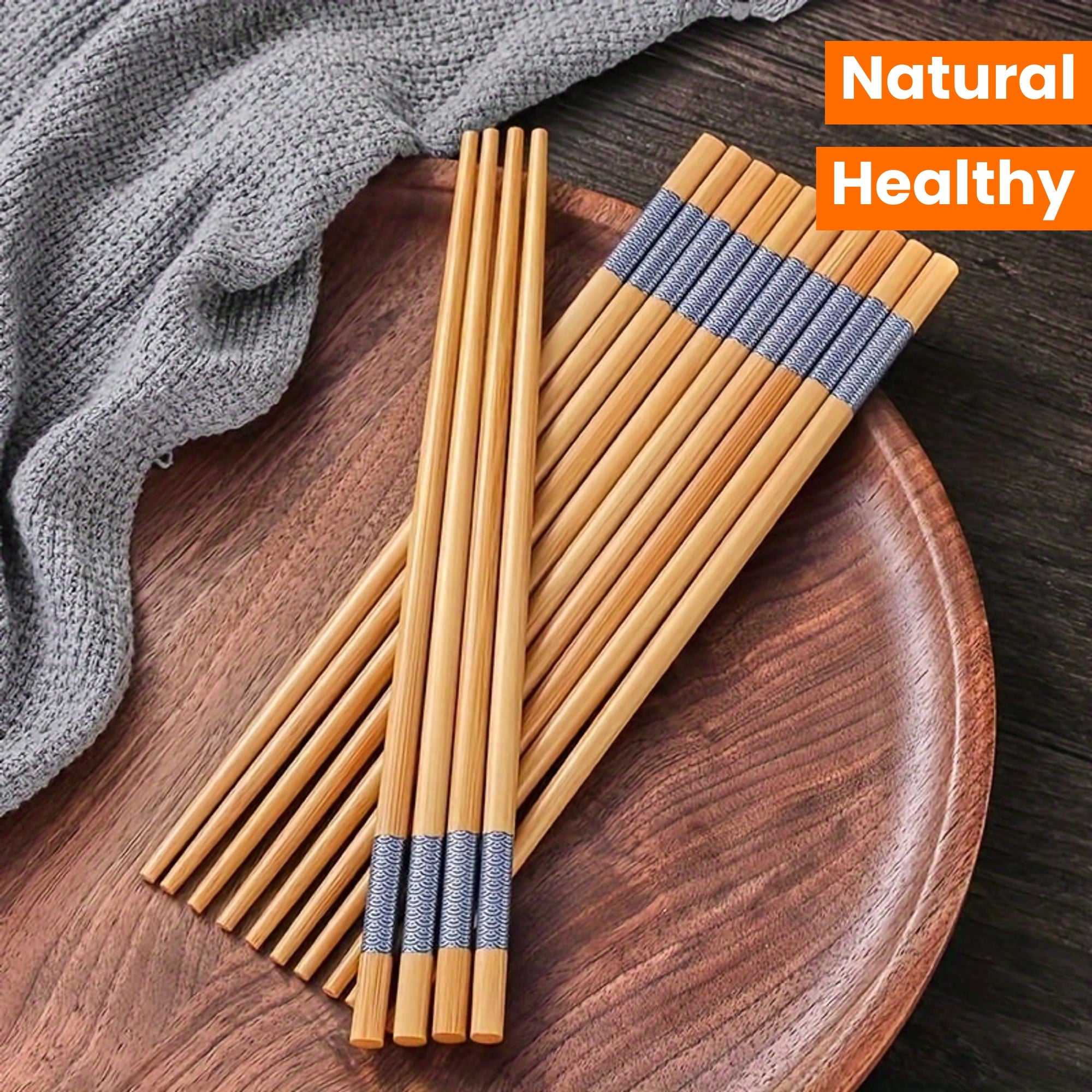 10 Pairs of Bamboo Printed Chopsticks, Reusable Long Chinese Chopsticks, Tableware, Natural and Healthy Restaurant, Gourmet, Noodles, Kitchen Accessories, Halloween, Christmas