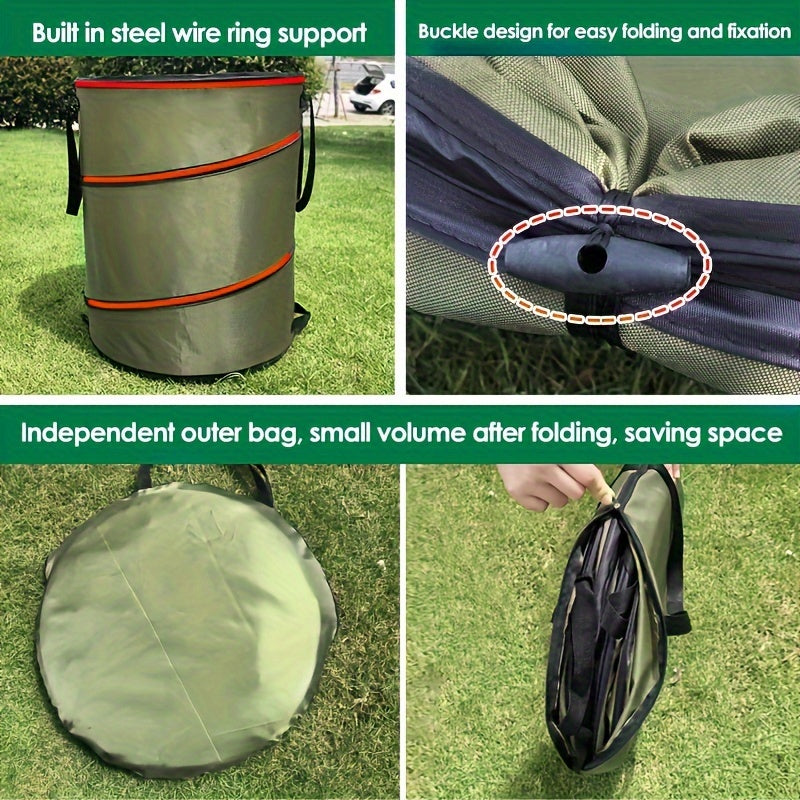 Car mounted pop-up trash bin, outdoor camping folding trash bin, leak proof Oxford cloth handle bin, portable camping picnic storage bin, large folding bag, garbage bag