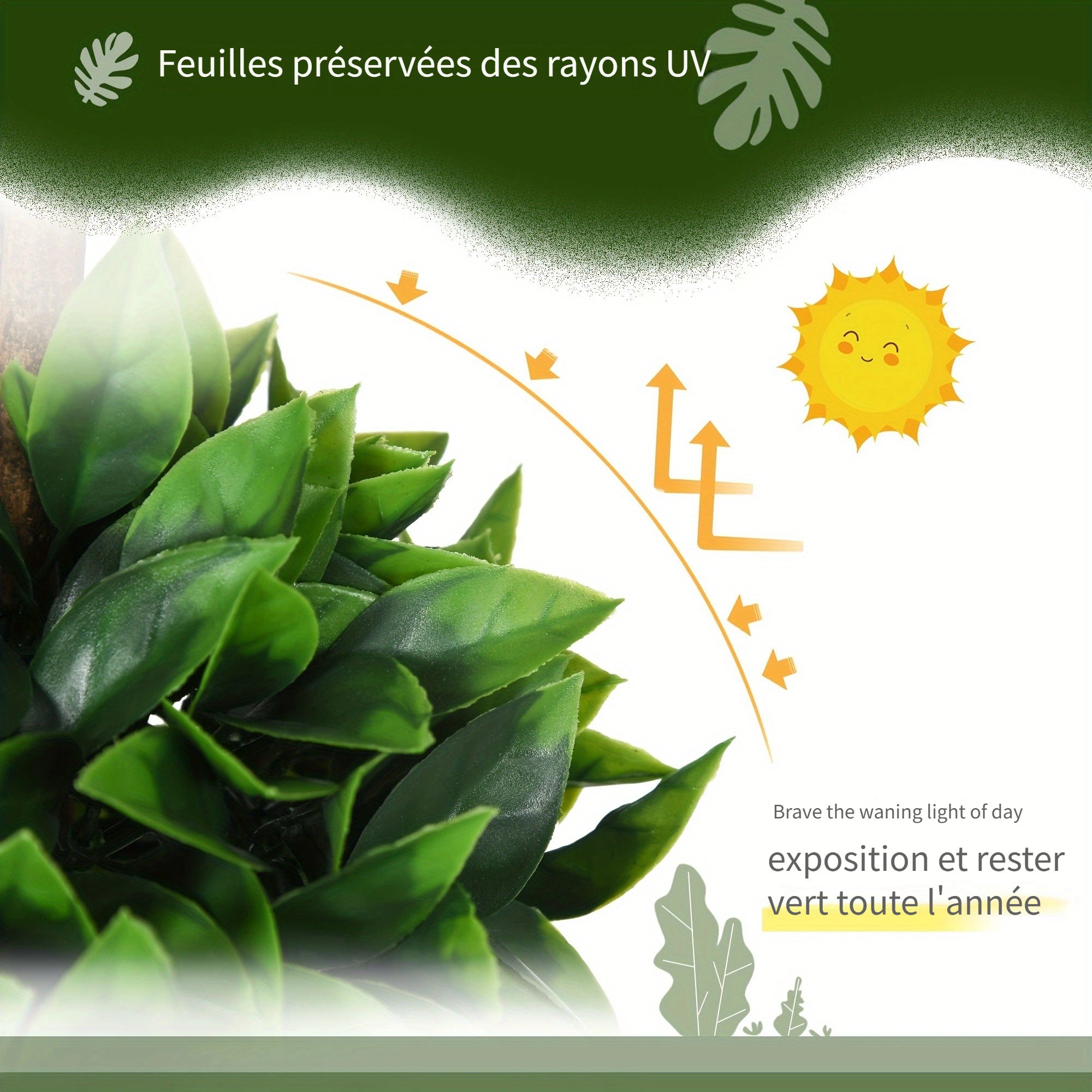 Ensemble de 2 boules topiaires artificielles en buis de 3 pi (35.5 po), plantes artificielles en pot, plantes vertes décoratives pour la maison, le bureau, l'intérieur, l'extérieur, le salon, vert