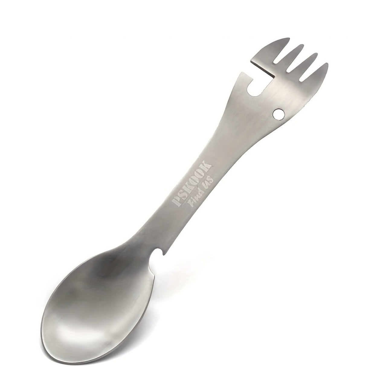 PSKOOK 2pcs Tactical Spork, 5-in-1 Stainless Steel Spoon, Fork & Knife Combo with Bottle Opener, Matte Black Finish, Outdoor Camping Utensil for Hiking & Backpacking, Camping Utensil