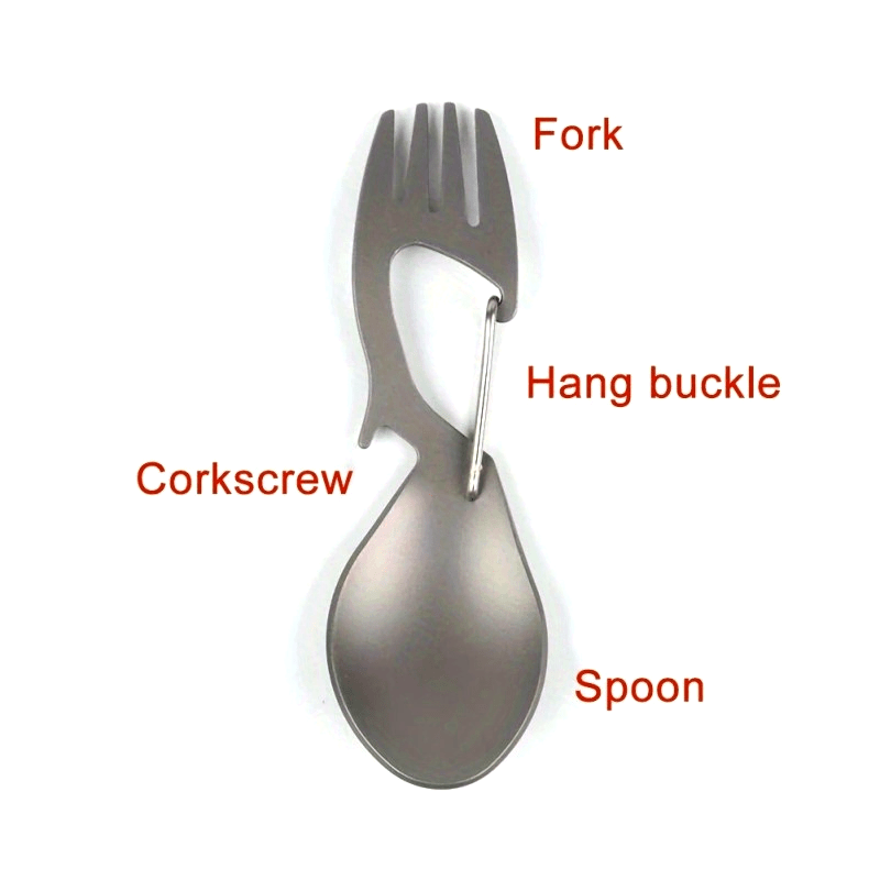 Multi-Functional Outdoor Camping Spoon: Ultra-Light Titanium Tableware for Picnic, BBQ, And Portable Food - Includes Fork And Spoon - Polished Stainless Steel