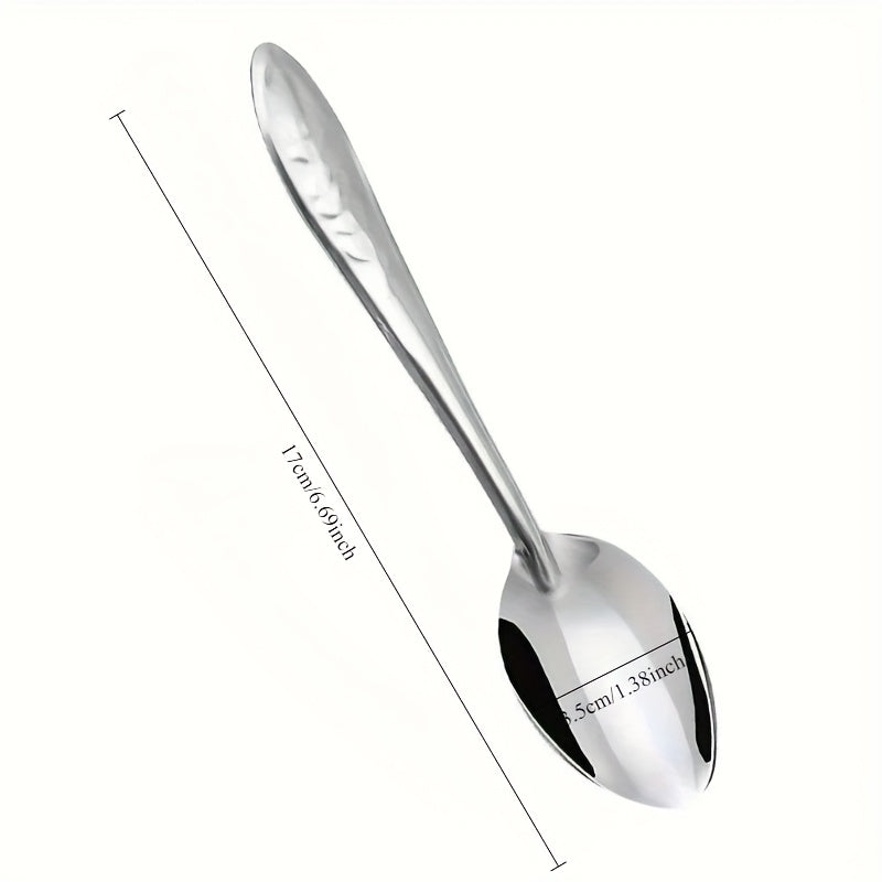 10pcs Elegant Stainless Steel Dessert Spoons Set - Long Handle, Ice Cream & Watermelon Scoop Design, Perfect for Kitchen & Dining Tableware, Dessert Spoon