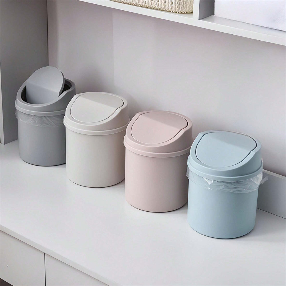 Compact Portable Flip-Top Desktop Trash Can - Space-Saving, Easy-Clean Mini Waste Bin, 2025 New Model for Home and Office Use, Durable Plastic Material with Flip Lid, Office Supplies And Accessories