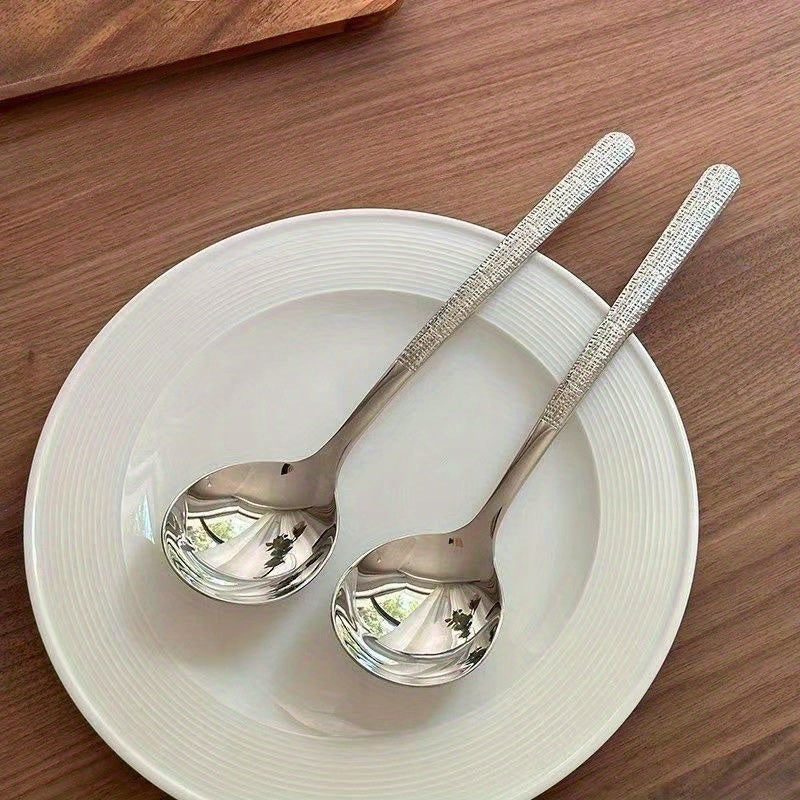 4pcs High-end Hammer Spoon, High-Grade Hotel Western Restaurant Soup Spoon, Home Use Spoon