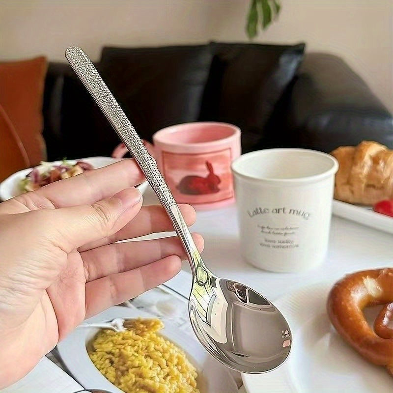 4pcs High-end Hammer Spoon, High-Grade Hotel Western Restaurant Soup Spoon, Home Use Spoon