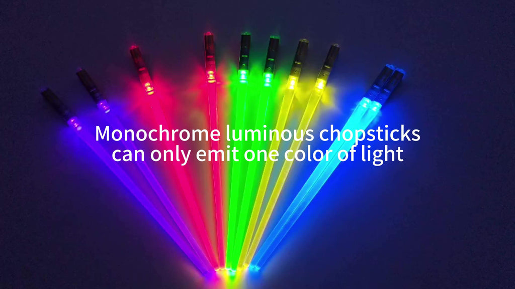 1 Pair Luminous LED Light Up Chopsticks, ABS Material, Polished Flatware Finish, Multi-Color Glow Sticks for Christmas, Halloween, New Year Festivities