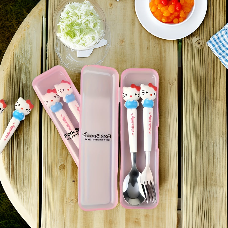 For Hello Kitty & for Kuromi Cartoon Stainless Steel Cutlery Set - Fork, Spoon, Knife for Home Dining, Picnics, Camping & Dorms