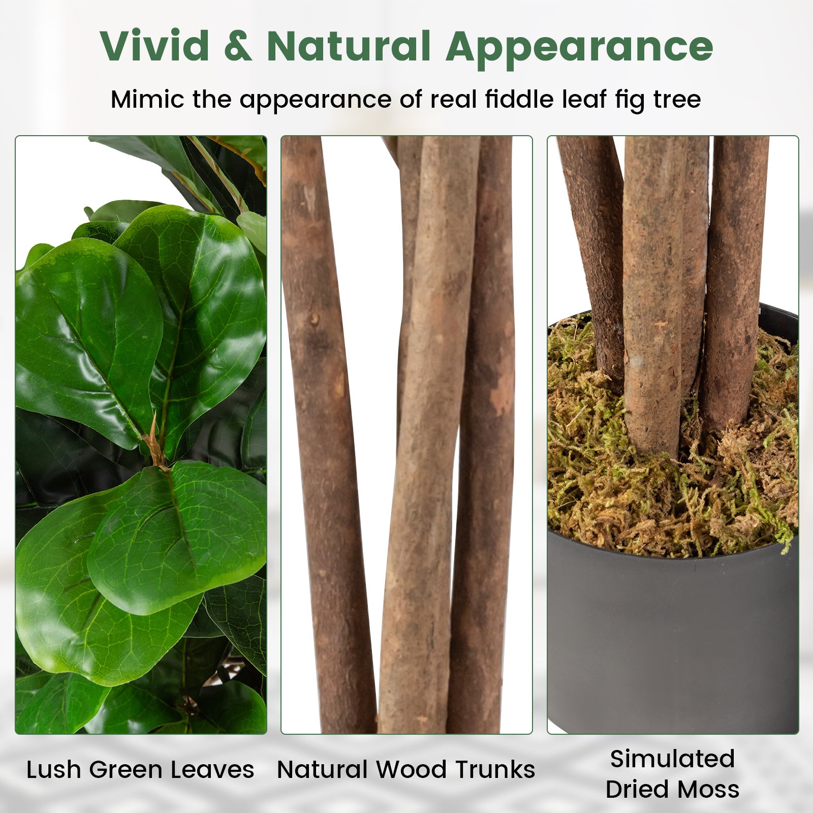 Arbre de Figuier Fiddle Leaf Artificiel TANGKULA de 4 pieds avec Jardinière de Mousse Réaliste - Verdure Exubérante pour Décoration Intérieure & Extérieure, Matériau PP Durable, Entretien Facile