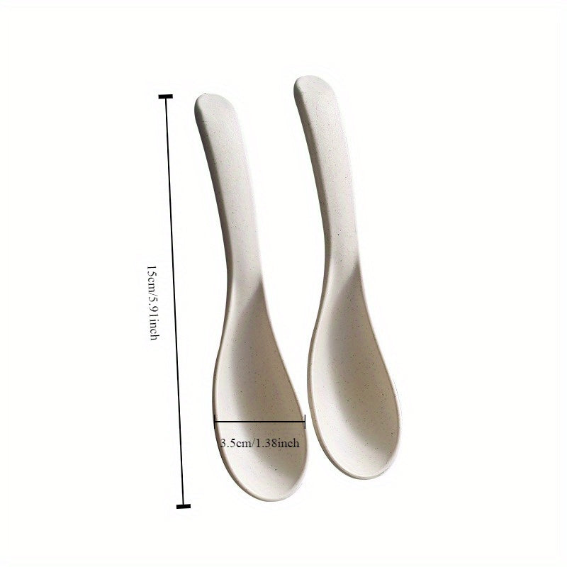 4pcs, Colored spoon Household small plastic spoon with high appearance level wheat straw