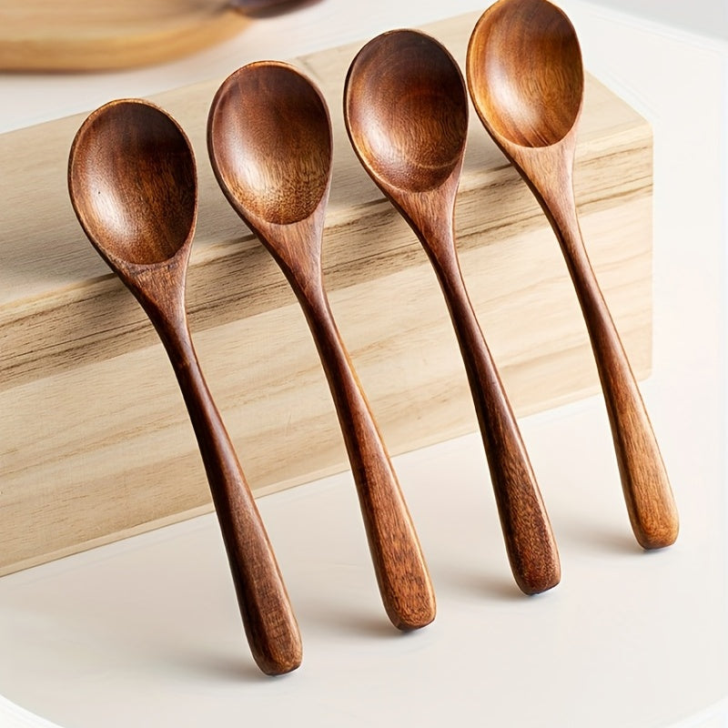 4pcs, Modern Reusable Wooden Spoons Set for Dinner, Coffee, Milk, and Dessert - Perfect for Parties and Kitchen Gadgets