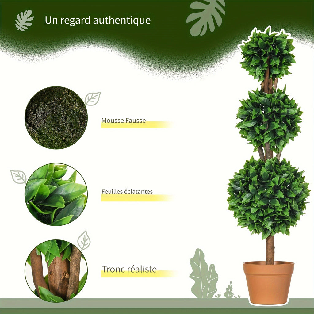 Ensemble de 2 boules topiaires artificielles en buis de 3 pi (35.5 po), plantes artificielles en pot, plantes vertes décoratives pour la maison, le bureau, l'intérieur, l'extérieur, le salon, vert