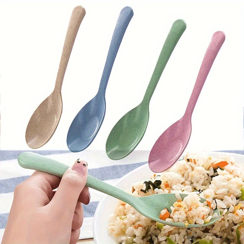 8pcs Long Handle Wheat Straw Spoon - Perfect for Kitchen Cooking and Soup Supplies, Valentine's Day Gifts
