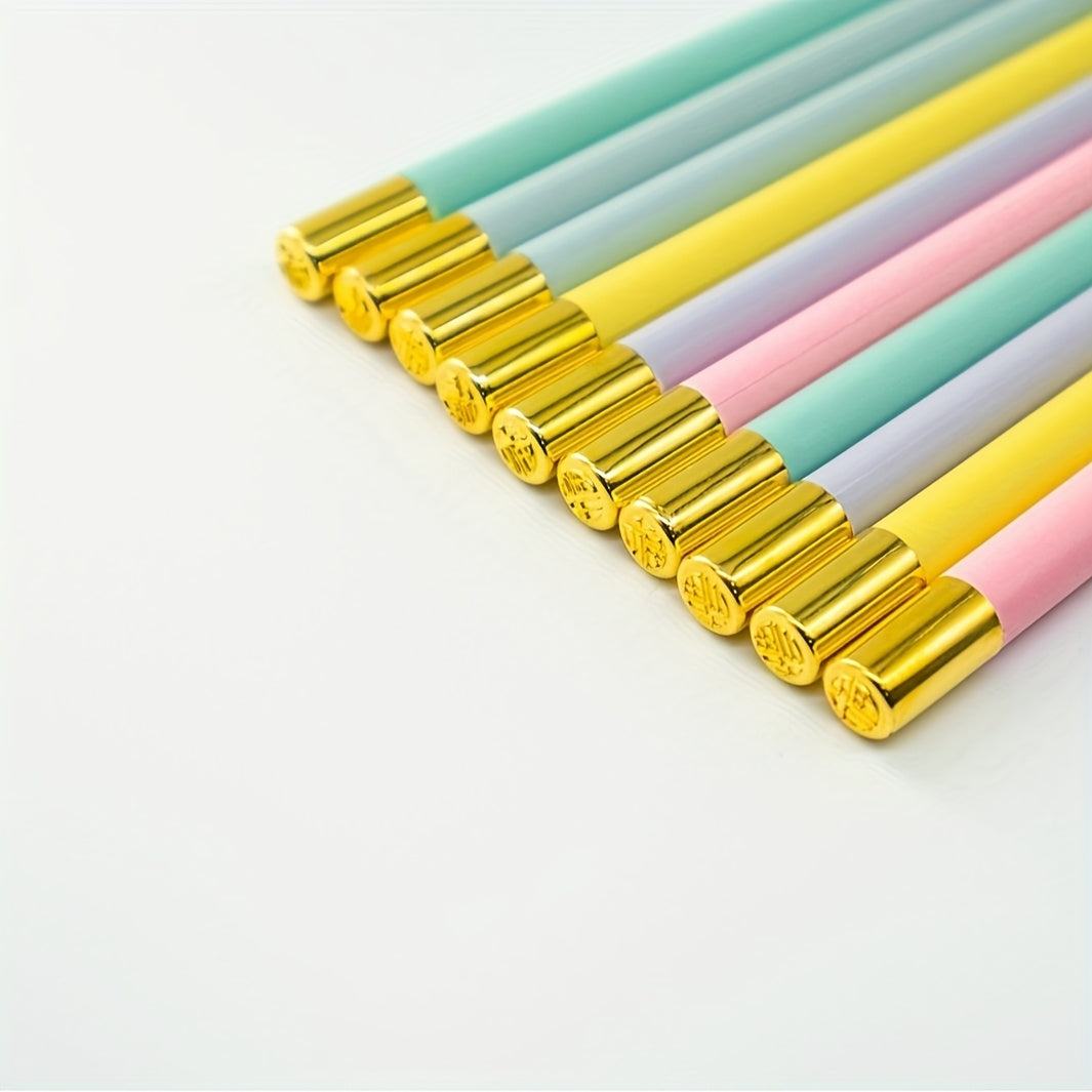 5 Pairs of 24 Cm \u002F 9.45 Inches Dome-Shaped Golden Chopsticks, Reusable, Suitable for Individual Use, Promoting Healthy Dining. Ideal for Both Home And Restaurant Use.