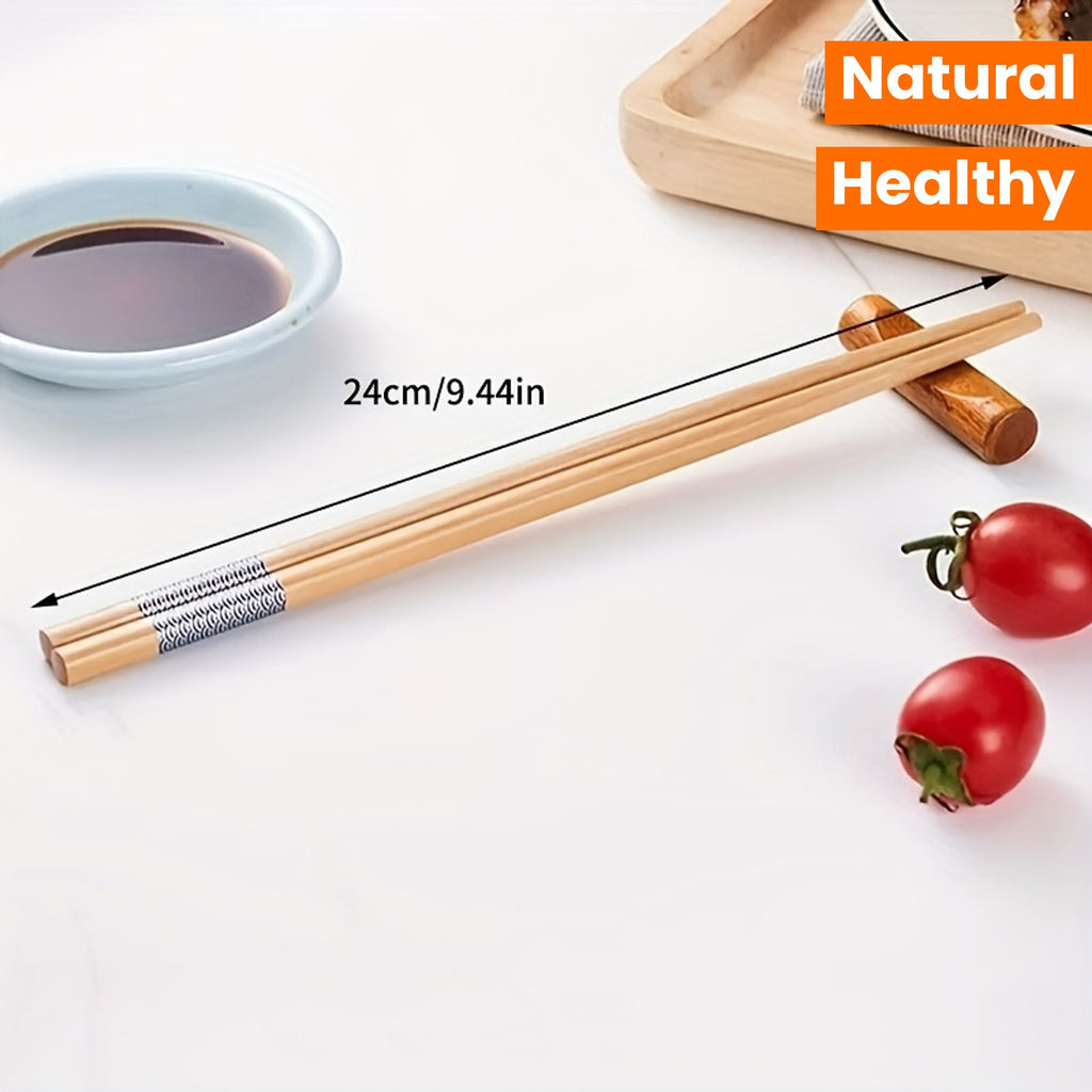 10 Pairs of Bamboo Printed Chopsticks, Reusable Long Chinese Chopsticks, Tableware, Natural and Healthy Restaurant, Gourmet, Noodles, Kitchen Accessories, Halloween, Christmas