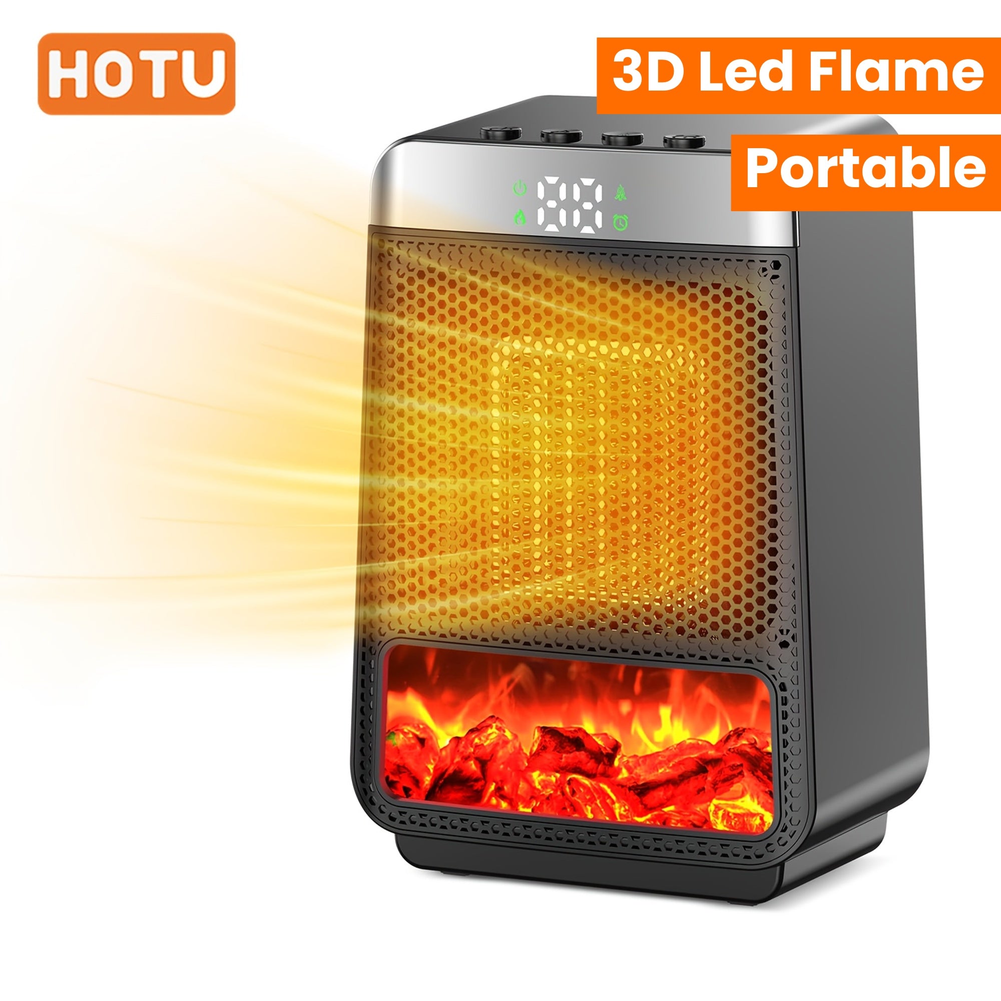 Electric Fireplace Heater for Indoor Use, 1500W Space Heater Fireplace with 3D LED Flame, Double Safety Protection, Portable Fireplace Heater for Home Office Christmas Decoration