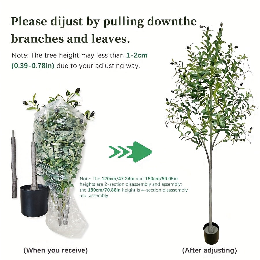 Arbre d'Olive Artificiel, Plante en Soie de 6 Pieds avec Feuilles et Fruits pour Décoration Intérieure Moderne, Idéal pour Noël