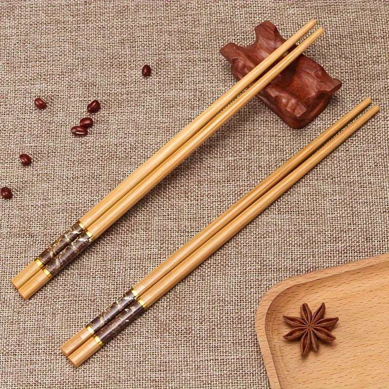 10 Pairs, 24cm\u002F9.45 Inches, Bamboo Print Chopsticks, Reusable, Suitable for Wedding Party Ceremony, Chinese Natural Non-Slip Chopsticks, Can Be Washed in Dishwasher, Light Chopsticks Sets, Eid Al-Fitr
