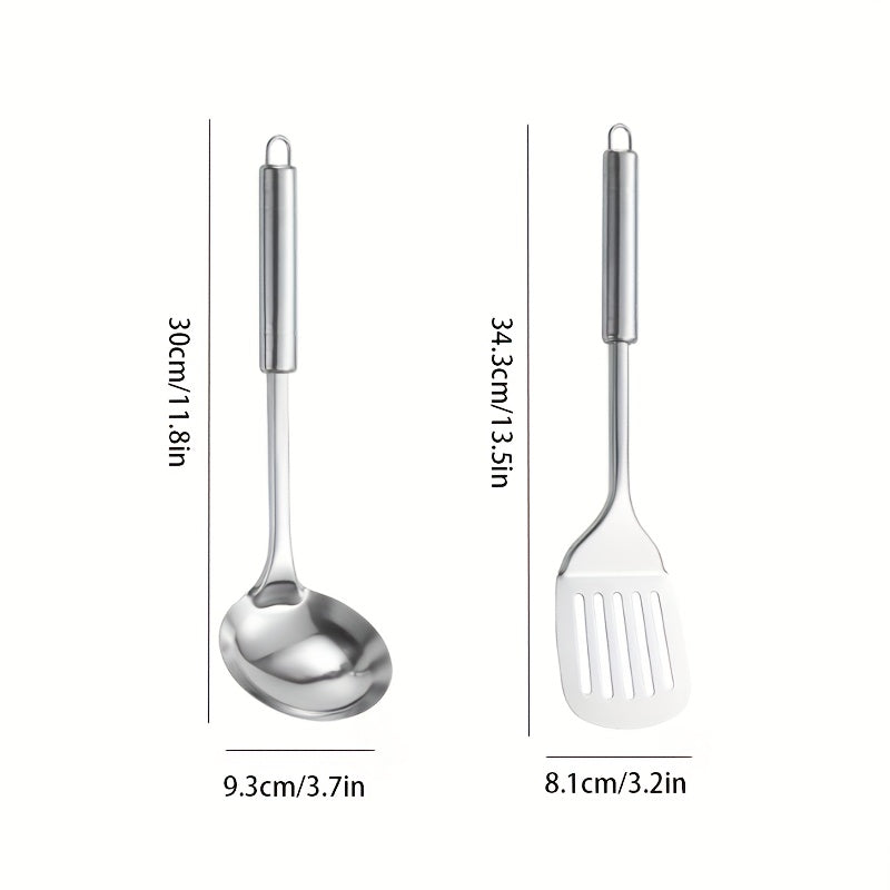 YUHUPHYLLIC Stainless steel kitchen utensils, multi-purpose cooking tools, including soup spoons and spatulas, suitable for home, restaurants, restaurants, home cooks essential cooking tools