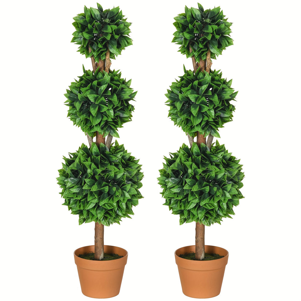 Ensemble de 2 boules topiaires artificielles en buis de 3 pi (35.5 po), plantes artificielles en pot, plantes vertes décoratives pour la maison, le bureau, l'intérieur, l'extérieur, le salon, vert