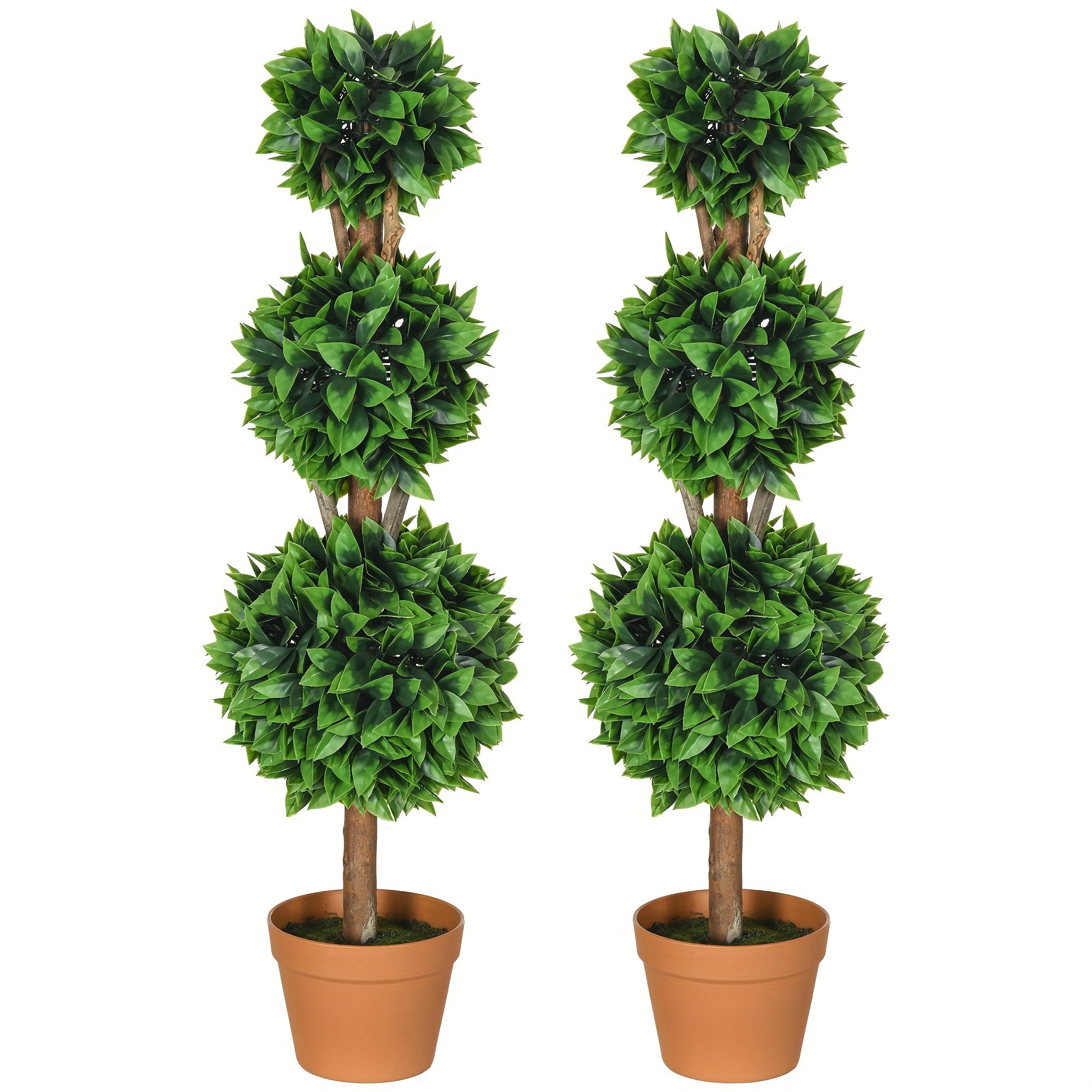 Ensemble de 2 boules topiaires artificielles en buis de 3 pi (35.5 po), plantes artificielles en pot, plantes vertes décoratives pour la maison, le bureau, l'intérieur, l'extérieur, le salon, vert